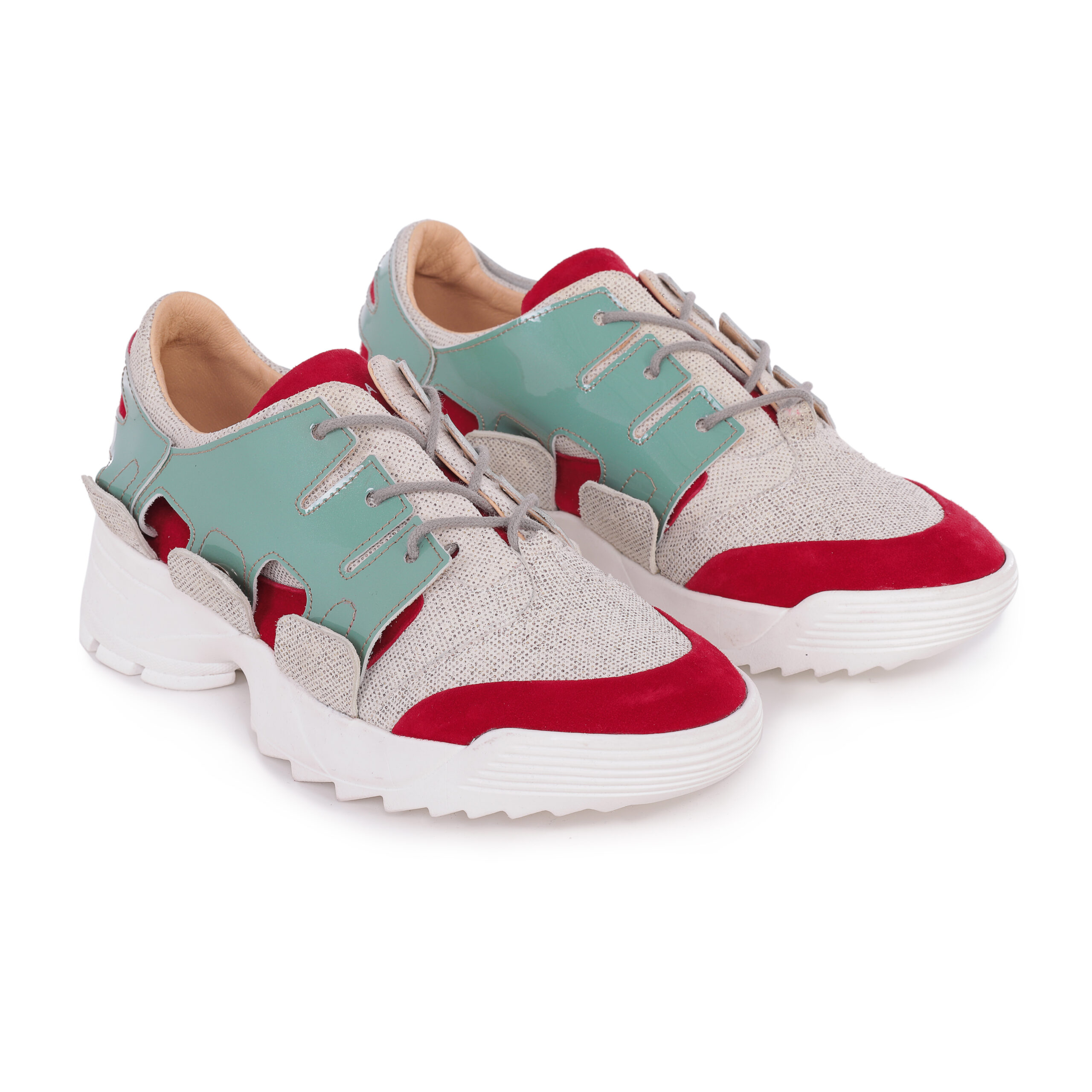 OSORIATI - Modèle de sneackers rouge - avec saddle vert