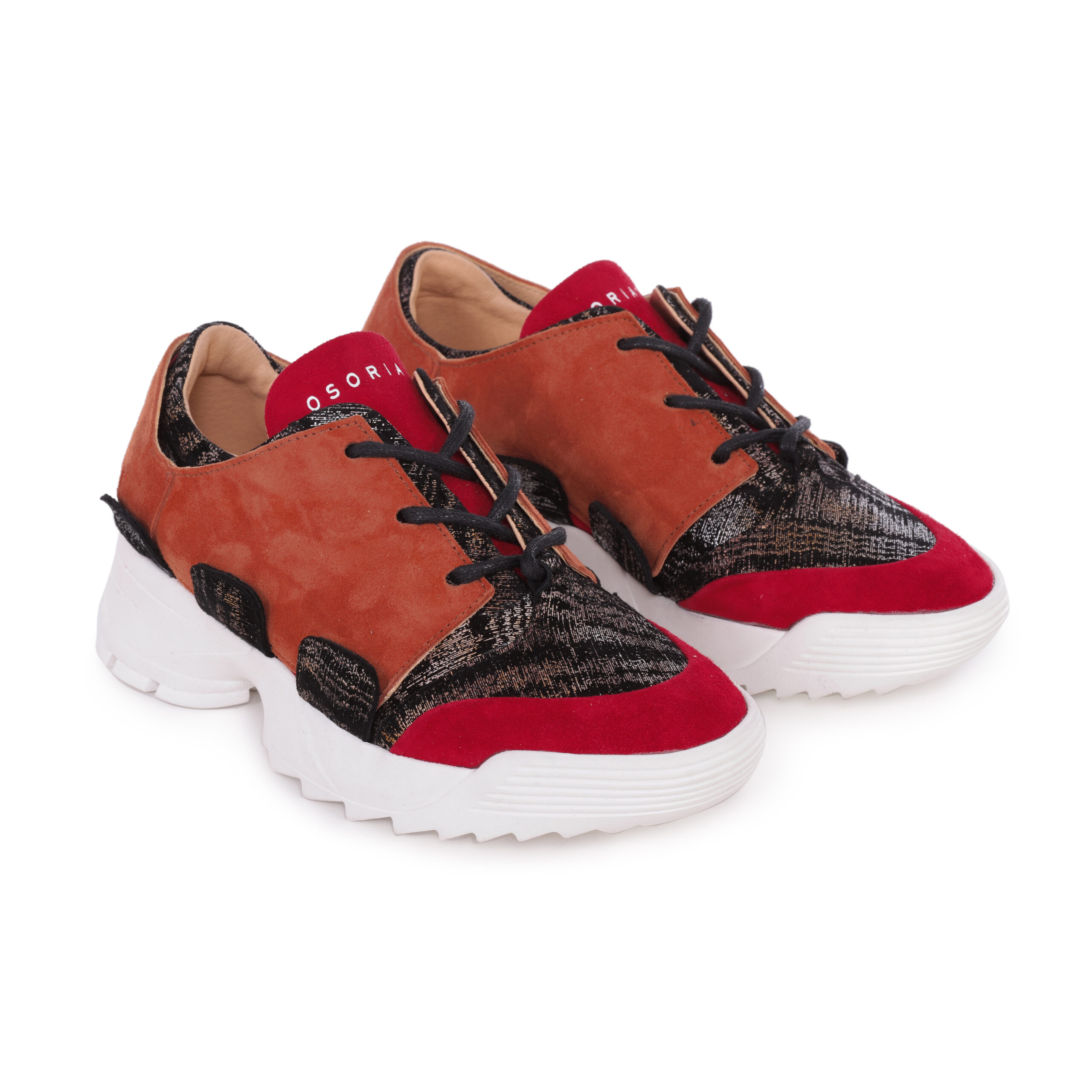OSORIATI - Modèle de sneackers rouge imprimé avec saddle rouge